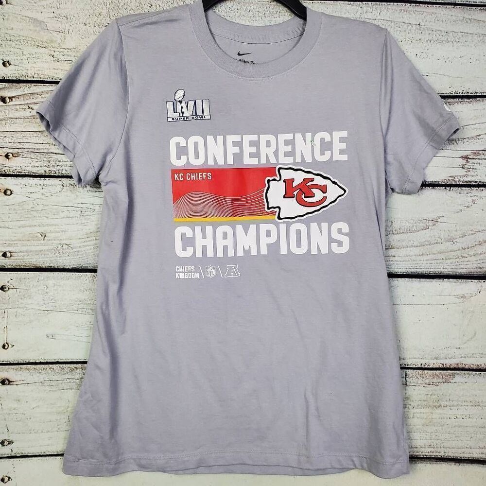 Nike KC Chiefs Super Bowl LVII Conference Champions Tee Women’s M Gray